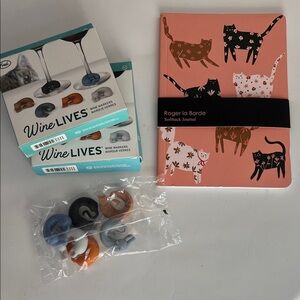 Roger la Borde Cat Journal and Wine Markers Set